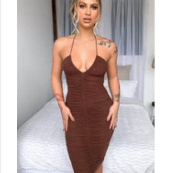 Thats So Fetch: Emna Midi Dress - Brown - Picture 1 of 3